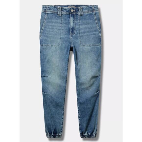 Torrid Mid Rise Jogger Jeans Womens 24R Blue Denim Stretch Casual Plus Size 2024 - Picture 1 of 13